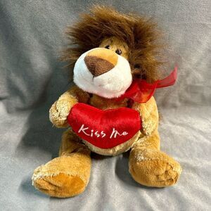 “Kiss Me” Valentines Lion Stuffed Plush Animal